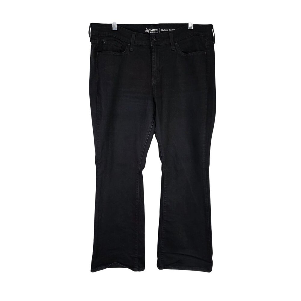 Womens Levi's Signature Modern Bootcut Black Denim Jeans Stretch Size 16W S